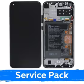 LCD Displejs Saderīgs ar Huawei P40 Lite E Ar Frame / Midnight Melns / (Service Pack)