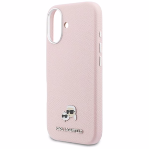 Karl Lagerfeld Karl & Choupette Head Pins Saffiano MagSafe Maciņš for iPhone 17 - rozā
