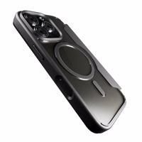 Puro Book Mag Magnētiskais ādas apvalks ar vāciņu un kartes slotu iPhone 16 Pro - melns