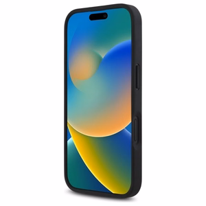 BMW M perforētā trīskrāsu līnija iPhone 16 apvalks - tumši pelēks