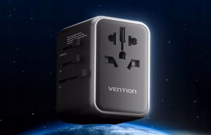 Vention FJFB0 GaN 2xUSB-C 2xUSB-A universālais ceļojumu adapteris 65W (melns)