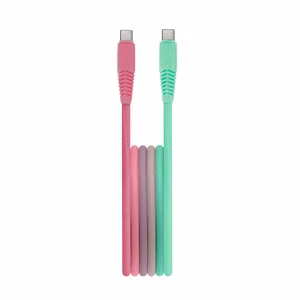 Setty kabelis USB-C - USB-C 1,5 m 3A KGC-C-1.5320 tirkīza-rozā gradients