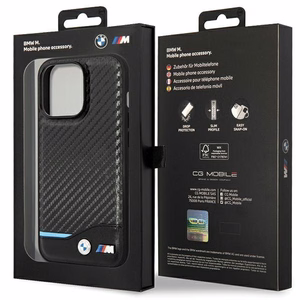 BMW Leather Carbon macins priekš iPhone 13 Pro Max - Melns