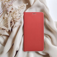 LUNA Book Carbon viedtālruņa apvalks sarkans