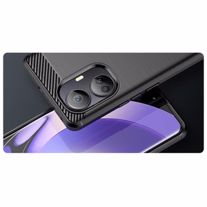 Чехол Carbon Case для Realme 10 Pro+ гибкий силиконовый под карбон чёрный