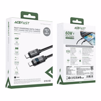 Acefast C15-03 USB-C - USB-C kabelis ar displeju 480Mb/s 60W 1,2 m - melns