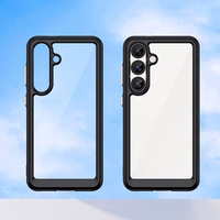 Kosmosa apvalks Samsung Galaxy S25 Edge ar elastīgu rāmi - melns