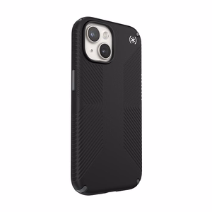 Speck Presidio2 Grip MagSafe vāciņš ierīcei iPhone 17e / 16e / 15 / 14 / 13, melns ar slānekļpelēkām detaļām
