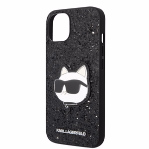 Karl Lagerfeld KLHCP14MG2CPK iPhone 14 Plus 6.7" cietais viedtālruņa apvalks melns/melns Mirdzošs Choupette Patch