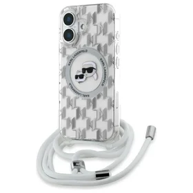 Karl Lagerfeld IML pār plecu monogrammas Karl un Choupette galvas MagSafe iPhone 16 viedtālruņa apvalks - caurspīdīgs