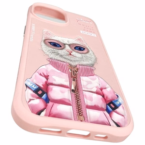 Nimmy Cool&Cute 2.0 kaķa apvalks iPhone 15 - rozā