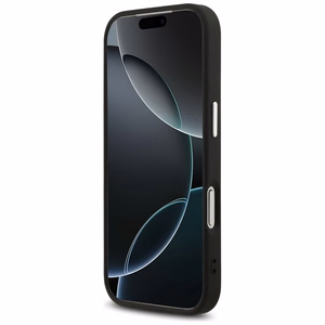 GUESS viedtālruņa apvalks IPHONE 17 Pro GUHCP17LP4G4SMCK (4G PU ādas apvalks ar lielu 4G un klasisko logotipu un sudraba metāla kameras rāmi) melns