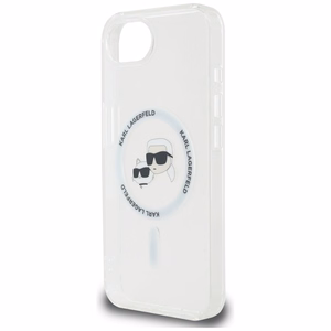 Karl Lagerfeld IML metāla Karl & Choupette galvu Magnētiskais viedtālruņa apvalks iPhone 16e - balts