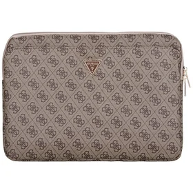 Guess 4G rāvējslēdzēja kabatas apvalks ar trīsstūra logotipu 14" klēpjdatoram - brūns