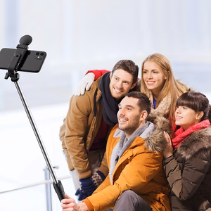 Selfiju nūja WR1YXS teleskopisks statīvs 0.71m ar apaļu lampu - melna