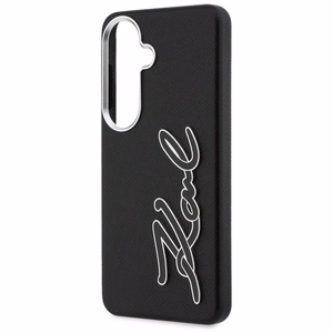 Karl Lagerfeld Grained Signature Metal Resin Logo maciņš Samsung Galaxy S26 melns