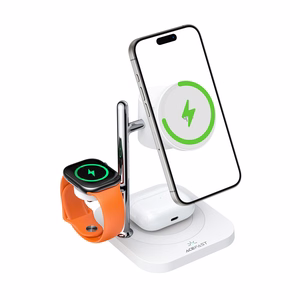 Acefast E39 Qi2.2 25W 4-in-1 bezvadu galda lādētājs telefonam, pulkstenim un austiņām ar nakts gaismu - balts