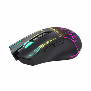 Wozinsky WMGB-3200 bezvadu optiskā spēļu pele ar iebūvētu uzlādējamu akumulatoru 3200 DPI ar RGB apgaismojumu - melna