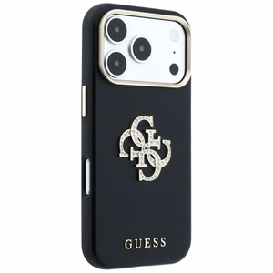 Guess Smooth & Big Strass Logo vāciņš iPhone 18 Pro / 17 Pro – melns
