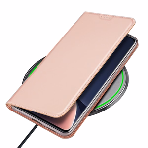 Dux Ducis Skin Pro viedtālruņa apvalks Xiaomi 13 Pro ar kartes turētāju un statīvu rozā