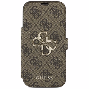Guess Book 4G Metal Logo atverams maciņš iPhone 18 Pro / 17 Pro, brūns