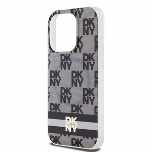 DKNY IML rūtainais mono raksts un drukātas svītras Magnētiskais viedtālruņa apvalks iPhone 15 Pro Max - melna