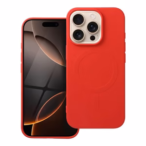 Case for iPhone 16 PRO Silicone Mag Cover compatible with MagSafe (big hole) red