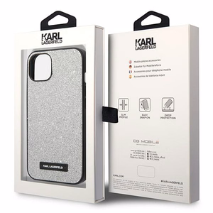 Viedtālruņa apvalks Karl Lagerfeld KLHCP14MG2ELS iPhone 14 Plus 6.7\" sudrabains / sudrabains Glitter Plaque Logo