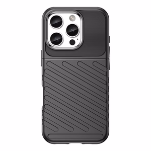 Thunder viedtālruņa apvalks iPhone 16 Pro Max silikona apvalks - melns