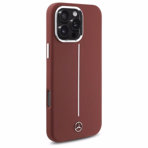 Mercedes Silicone White Stripe MagSafe Case for iPhone 16 Pro Max - Red