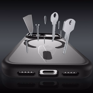 Benks Magnetic Mist maciņš ar metāla rāmi (C.K.FF.AP.BK.0072) iPhone 18 Pro/17 Pro, melns, ar kameras vadības pogu