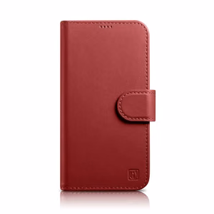 iCarer Maki apvalks 2in1 vāks iPhone 14 Plus Anti-RFID ādas atverams vāks sarkans (WMI14220727-RD)