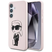 Karl Lagerfeld silikona grafiti Ikonik logotips ar magnētisko Samsung Galaxy S25 viedtālruņa apvalks rozā