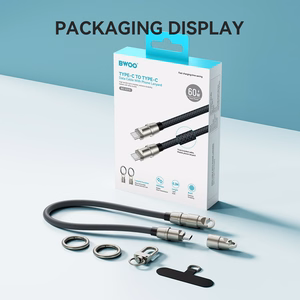 BWOO siksniņas kabelis USB-C - USB-C 0.3m 60W ar siksniņu
