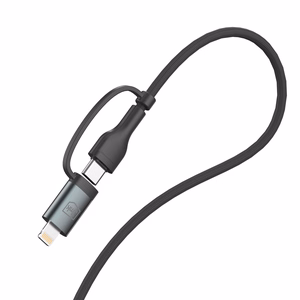 3mk Hyper Cable N-SERIES 2 in 2 USB-A / USB-C and USB-C / Lightning 1.2m QC 3.0 9V/2A 60W - black