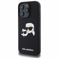 Karl Lagerfeld silikona magnētiskais viedtālruņa apvalks iPhone 16 Pro Max ar galvu attēliem - melns