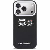 Karl Lagerfeld Karl & Choupette Print & Pocket Case priekš iPhone 17 Pro Max - Melns