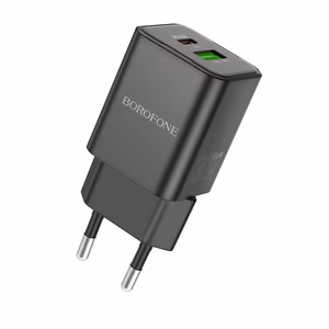 Borofone Wall Charger BN14 Royal GaN - USB + Type C - QC 3.0 PD 30W black