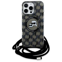 Karl Lagerfeld IML Crossbody Monogramma Karl & Choupette Head Magnētiskais Viedtālruņa apvalks iPhone 16 Pro Max - Melns