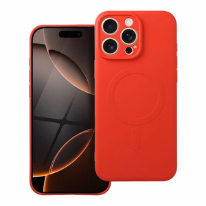 Silikona magnētiskais apvalks viedtālrunim iPhone 16 Pro Max ar MagSafe - sarkans