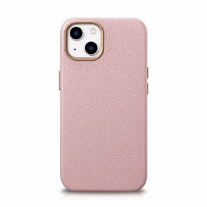 iCarer Litchi Premium ādas viedtālruņa apvalks iPhone 14 Plus Magnētiskais ādas apvalks ar MagSafe Rozā (WMI14220711-PK)