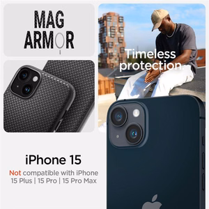 Spigen Mag Armor MagSafe viedtālruņa apvalks iPhone 15 - matēti melns
