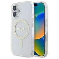 Guess GUHMP16MHFGERET iPhone 16 Plus 6.7" caurspīdīgs cietais apvalks IML Glitter Circle Magnētiskais