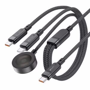 Acefast C6-11 USB-C 3-in-1 cable - 2x USB-C / Qi 480Mb/s 100W 1.2m - black