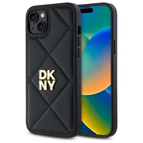 DKNY Quilted Stack Logo viedtālruņa apvalks iPhone 15 Plus - melns