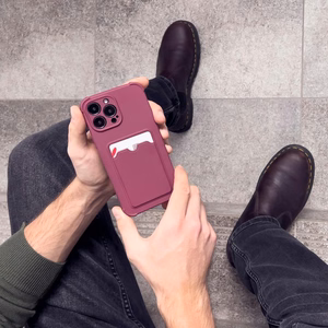 Card Armor Case чехол-кошелёк для iPhone 13 Pro силиконовый с воздушной подушкой малиновый