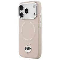 Karl Lagerfeld Choupette Pin Magnētiskais viedtālruņa apvalks iPhone 17 Pro - rozā