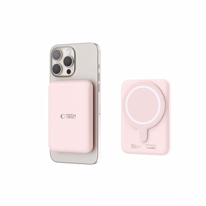 Tech-Protect LifeMag PB10 внешний аккумулятор с MagSafe 5000mAh 15W порт USB-C - розовый + кабель USB-C