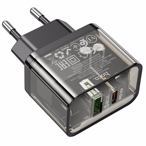 Зарядное устройство для телефона Hoco USB A + USB C QC3.0 PD 3A 20W N34 прозрачное