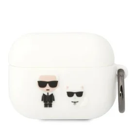 Karl Lagerfeld KLACAPSILKCW AirPods Pro apvalks balts/balts Silikona Karl & Choupette